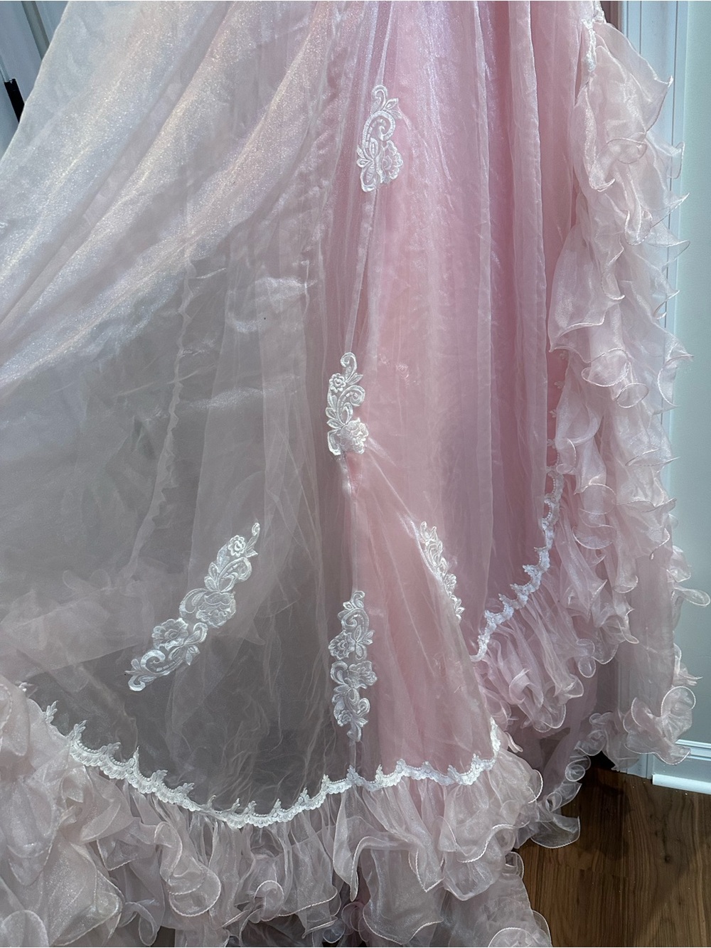 Glenda the Good Gown Costume Romantic Pink Ruffled Tulle Wedding Dress Pink Gown - Picture 3 of 8